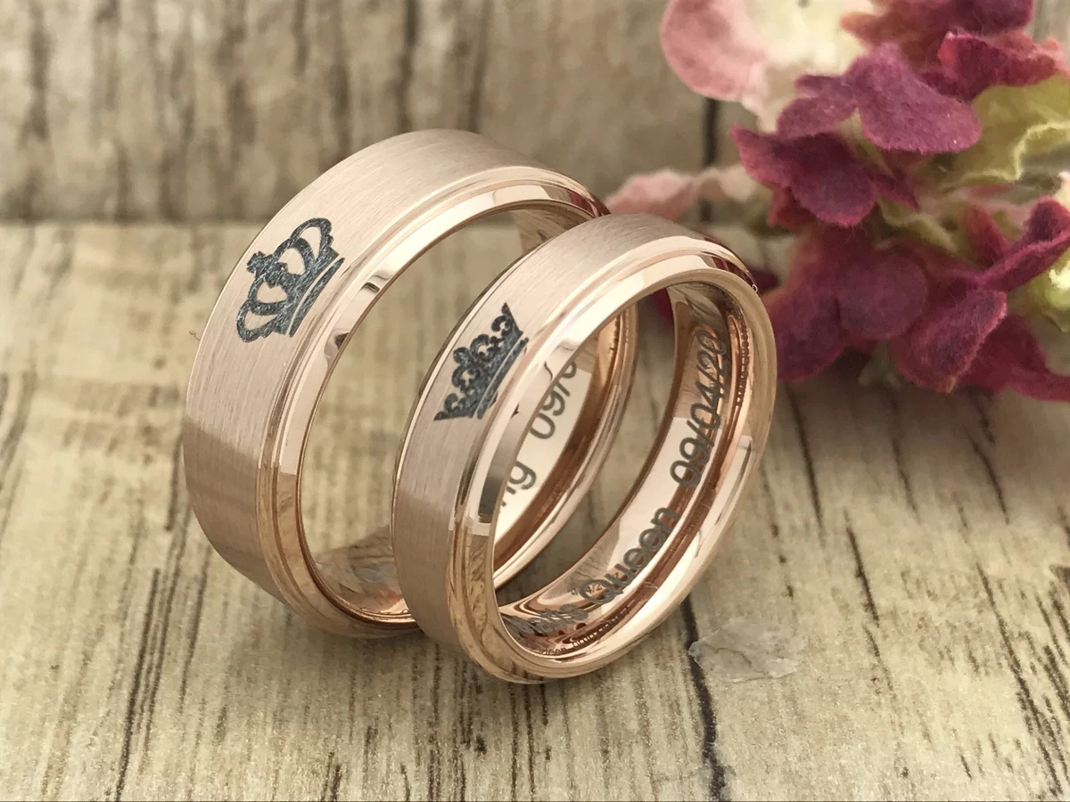 Fashion His King & Her Queen Stainless Steel Ring Sets Couple Wedding Rings  Set | eBay