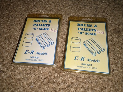 LOT OF 2 E-R Models 040-8001 HO Drums & Pallets O Scale New OS Train Accessories