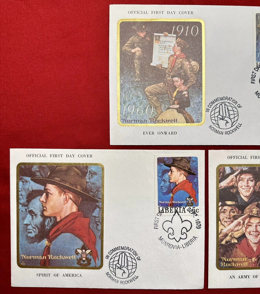 Lot Of 3 1979 Norman Rockwell Boy Scouts Official First Day Cover Unused - Image 2 of 4