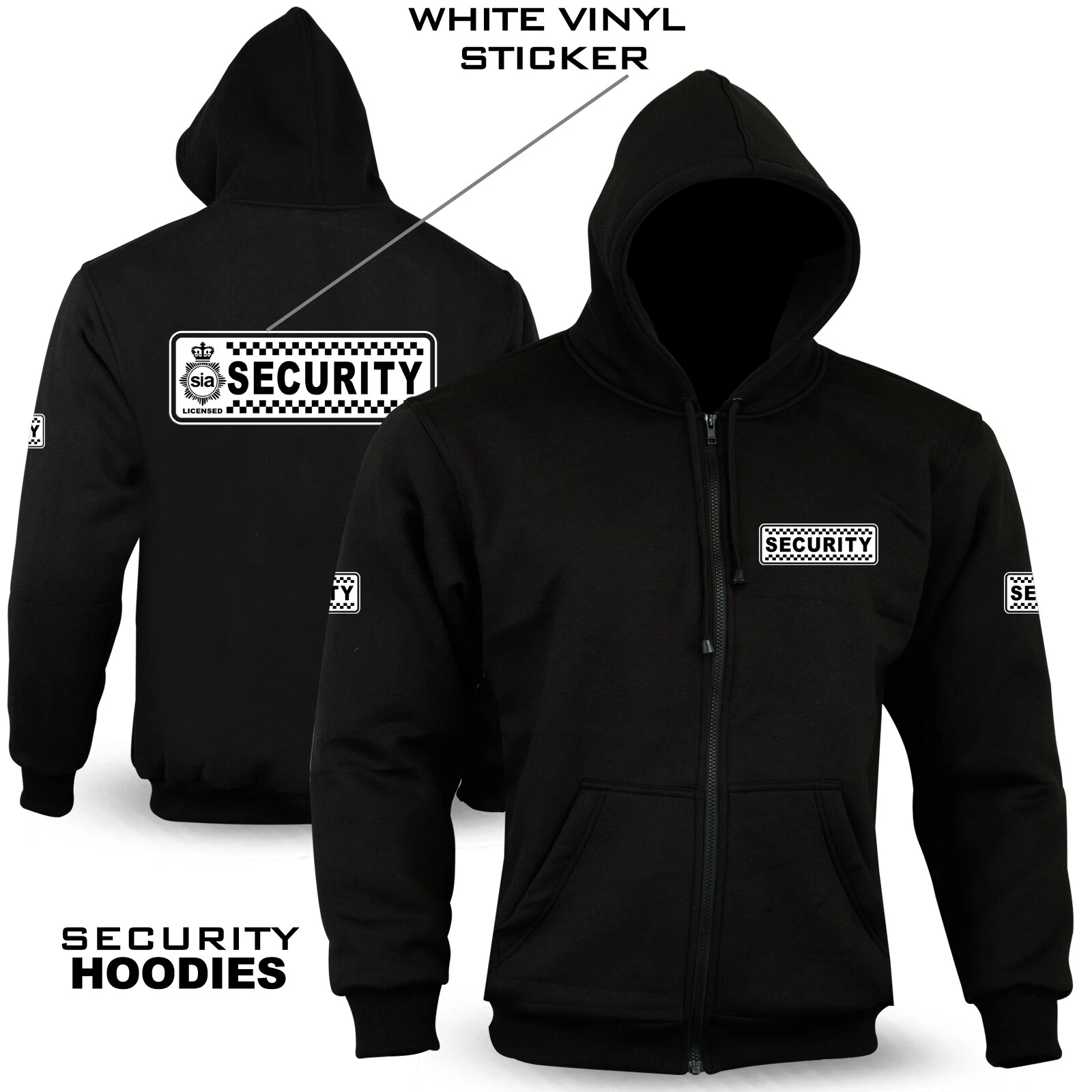 Security Hoodie Doorman Bouncer Guard Hooded White Vinyl Sticker