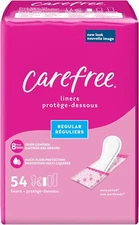 Carefree Panty Liners, Regular Liners, Wrapped, Unscented, 54ct (Packaging May V
