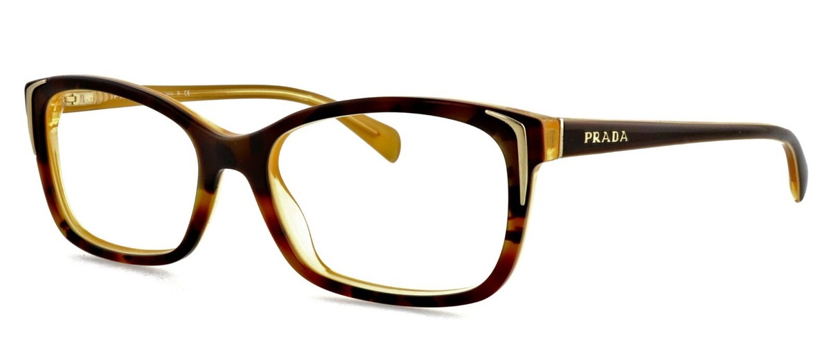Prada VPR23O FAL-1O1 Sunglasses Tortoise Shell Mirrored Yellow Lenses 52-17-135 New PRADA VPR23O FAL-1O1 52mm Brown Havana Yellow Eyeglasses  main image 2