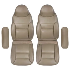 6pcs Bottom + Top Leather Seat Cover Tan for Ford Excursion Limited 2000-2001