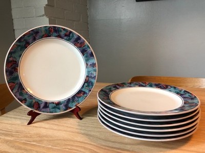 Set of 7 Sango Spring Jewel Dinner Plates 10 5/8'' Deborah Mallow