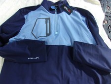 NWT RLX Ralph Lauren Golf pullover, men's XL, XXL, shades of blue, 148, poly.