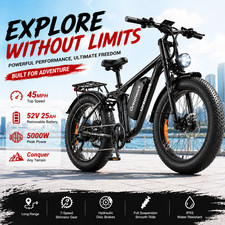 5000W Dual Motor Electric Bike for Adults 45MPH Dirt Ebikes 52V 7 Speed Off Road