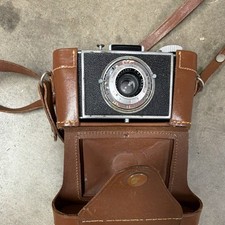 Kodak Flash Bantam Black Silver 35mm Camera with Brown Leather Case