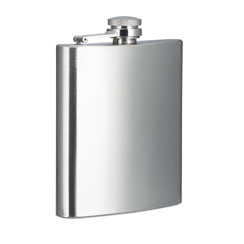 Flachmann Taschenflasche Edelstahl Kunstleder Flasche leicht silber 5 Stück - Bild 7 von 7