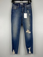 Cello Women Size 1 Cropped Denim Jeans Mid Rise Skinny Distressed NWT