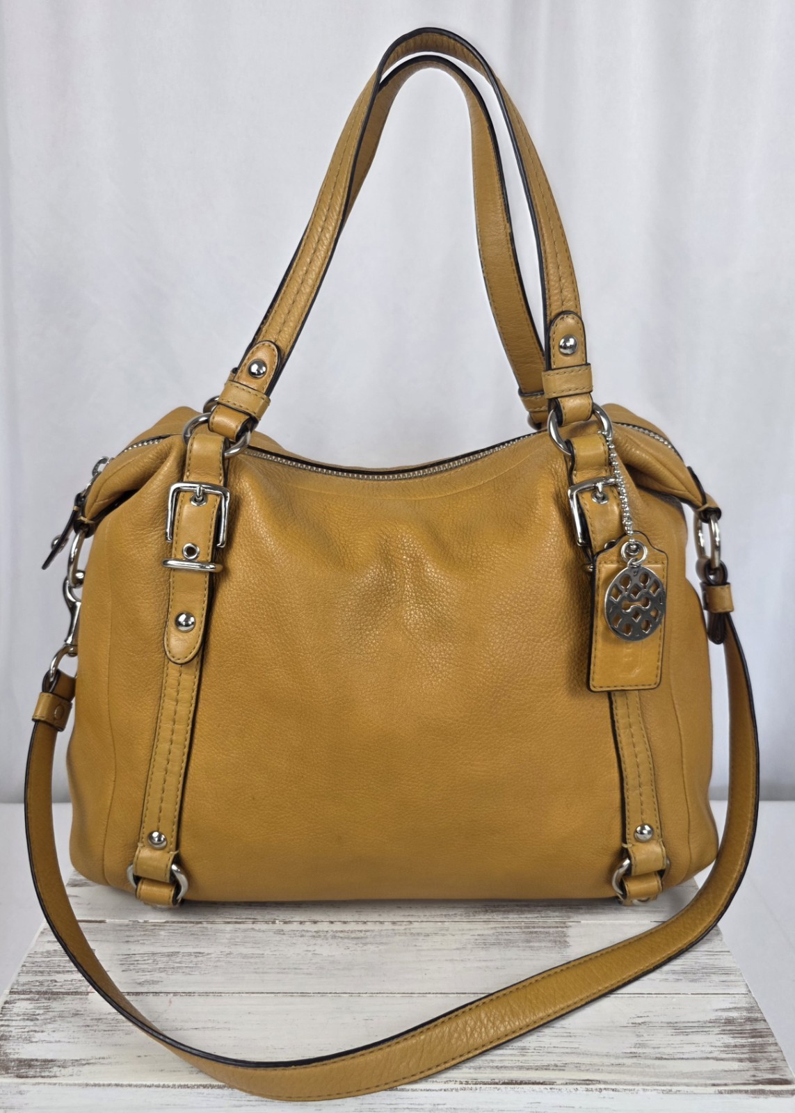 Coach Alexandra Honey Brown Leather 15273 Satchel-Style Tote Bag/Purse