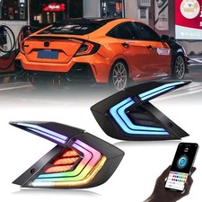 Pair Rgb Led Tail Lights For Honda Civic Sedan 2016-2021 Sequential Rear Lamps