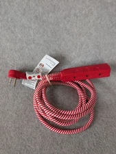 Hyper Tough 9 Ft Extension Cord Low Profile Braided 3 Indoor Candy Cane Tested 