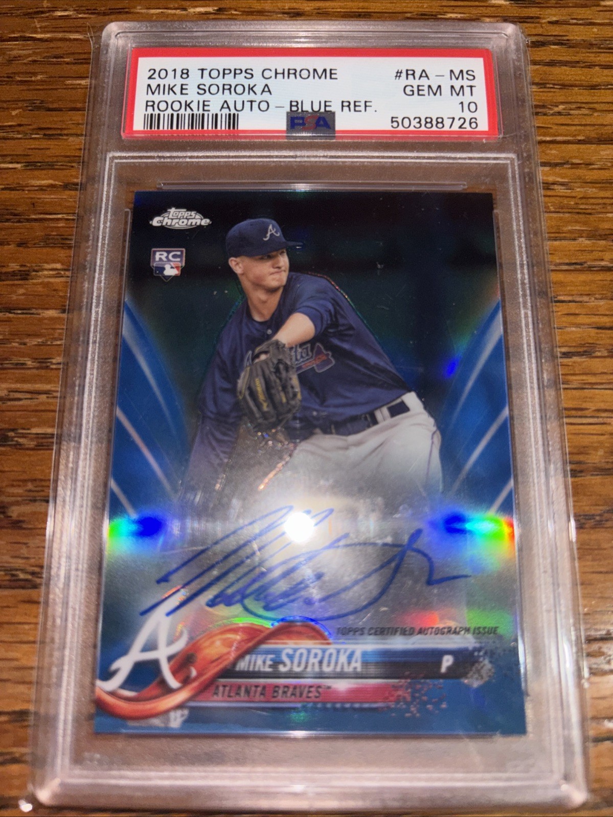 2018 Topps TOPPS CHROME ROOKIE AUTOGRAPH BLUE REF. #RA-MS Mike Soroka front