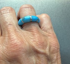 Zuni Signed Sterling inlay ring