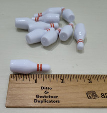 Mini Bowling Set 10 Bowling Pins Dollhouse Size Pretend Play Miniatures