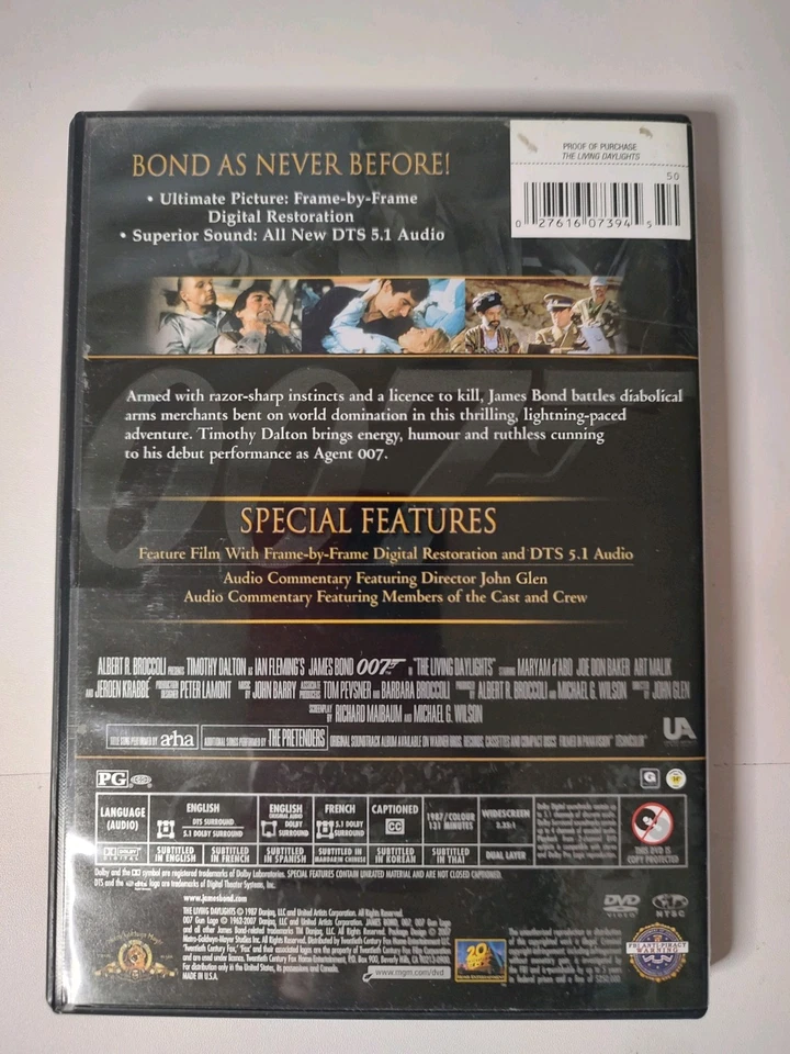 The Living Daylights - James Bond 007 DVD PreOwned Timothy Dalton Foto 2 de 3