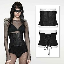 PUNK RAVE Gothic Korsett Mieder Schwarz Fest Alienoid Corset CYBER SCIFI GOTH
