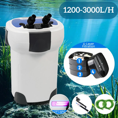Außenfilter Aquarium HW-3000L/H Becken Filtermaterial UVC 6 Stufen Kammerfilter