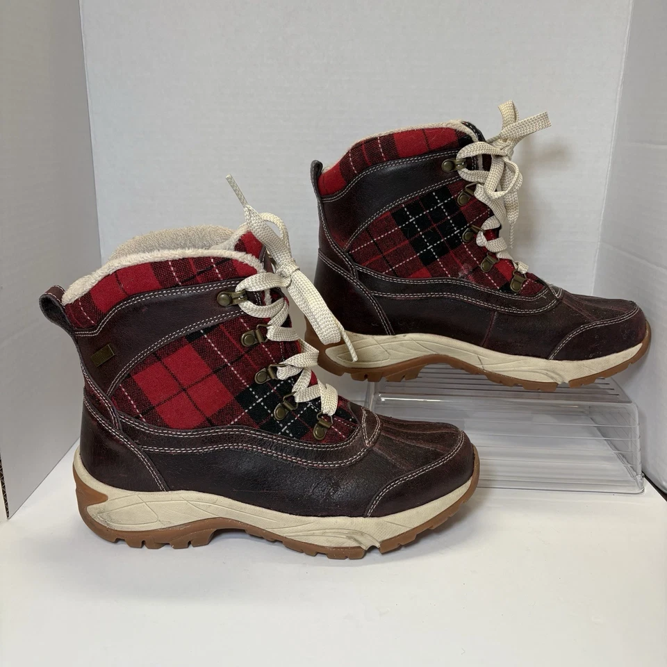 Botas Kodiak Talla 9 Rojo Cuadros Aislante Cuero Botas a Media Pantorrilla Foto 2 de 4