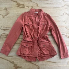L.L.Bean Jacket Sinched  Waist Coral /Rust Size Medium  Cargo Style