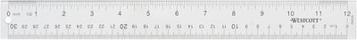 Westcott Acrylic Clear Ruler, Easy-to-Read Markings, 12 Inches,