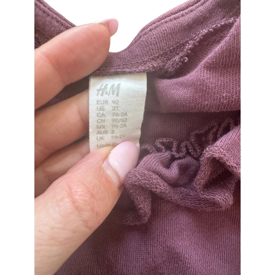 H&M Kids платье Baby Girl 2T длинным рукавом оборкой шеи сливы - Изображение 2 из 3