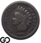 1873 Indian Head Cent Penny, Open 3 Variety, Bronze