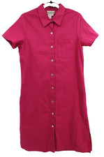 Coldwater Creek Midi Linen Blend Shirt Dress Women Small Pink Button Pockets New