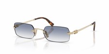 MIU MIU MU B50S ZVN80O Pale Gold Light Blue Lens Rimless Sunglasses AUTHENTIC