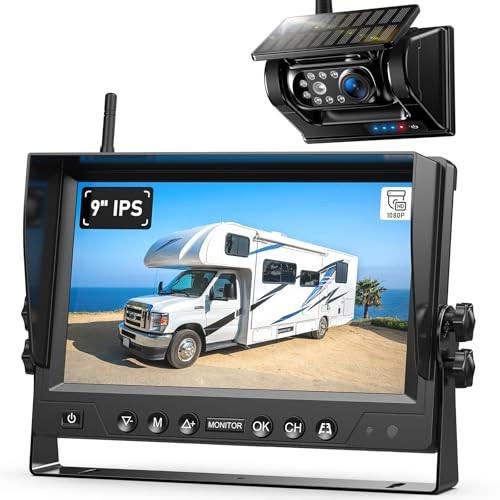 9 Inch Magnetic Solar Wireless Backup Camera System, 9600mAh Solar 9"-1 Cam - Picture 2 of 8