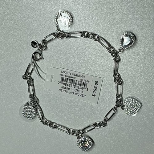 MICHAEL KORS Sterling Silver Pavé Charm Bracelet ~ New with Tags Retails $195.00 - Picture 3 of 12