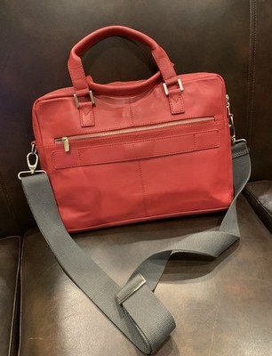 BUGATTI RED Women s Leather  Briefcase, Office, Laptop Crossbody Bag