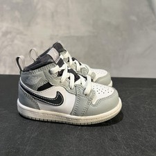 Nike Air Jordan 1 Mid TD Shoes Toddler Size 6C Gray White Black Kids 640735-078