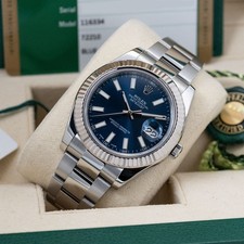 Rolex Datejust II Blue Dial Fluted Bezel 116334 - 72210 Box & Papers 2017