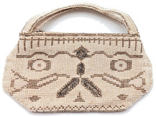 Vintage Hand Beaded Ivory/Cream Two-Sided Evening Bag/Purse Czechoslovakia