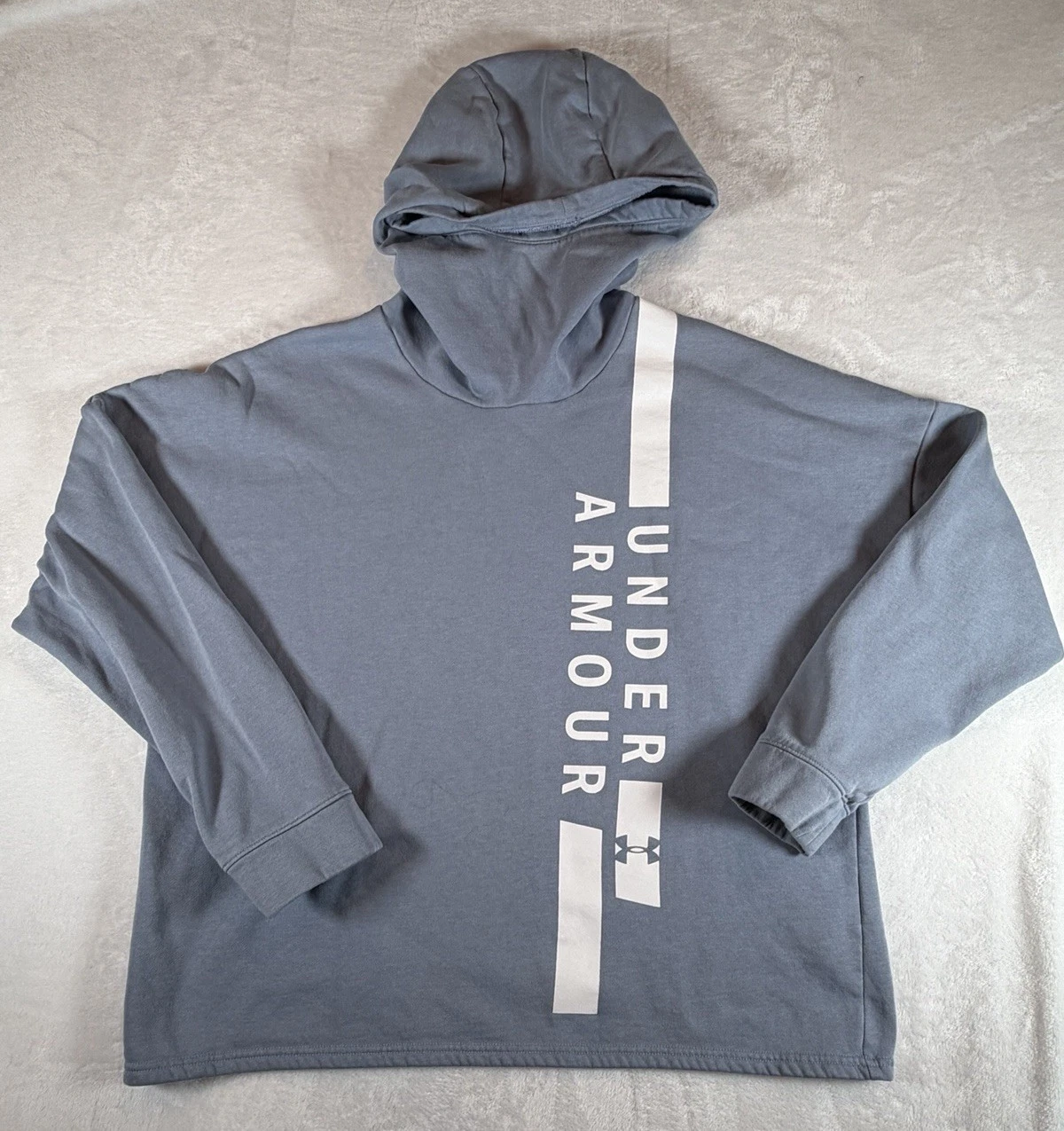 Under Armour Hoodie Women's Sz XL Gray Loose Fit Pullover Spell Out