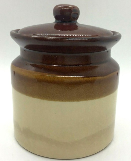 Vintage Pottery Jar with Lid Ceramic Brown Earthenware eBay