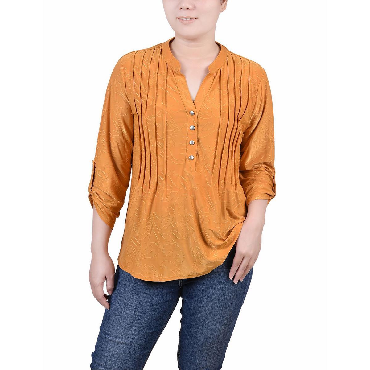 Женская желтая блузка-рубашка NY Collection PL BHFO 7428