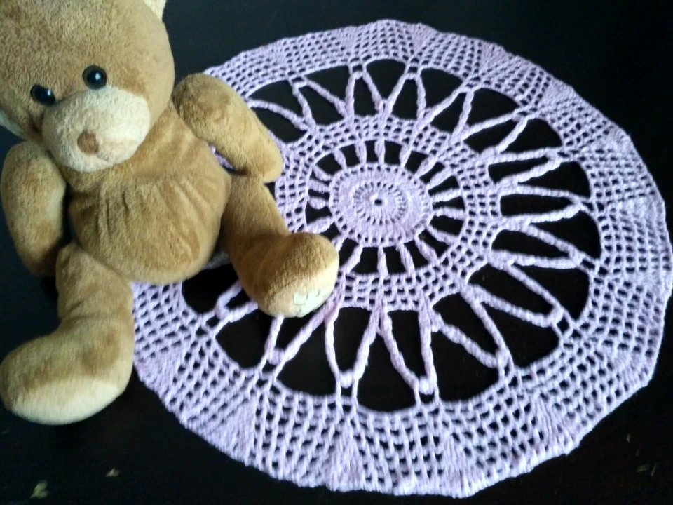 Mantel de encaje rosa crochet taily hecho a mano mantel 17 pulgadas estilo vintage Foto 2 de 4