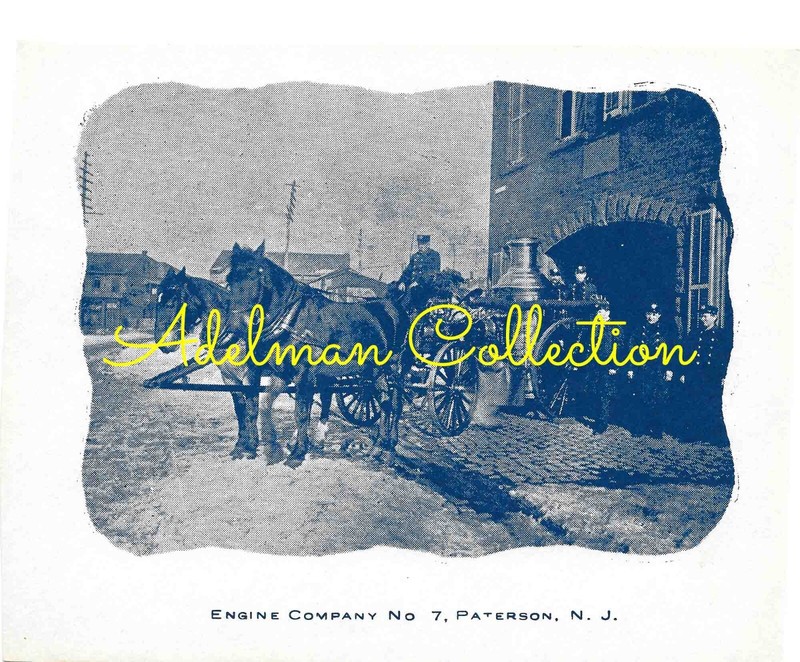 NJ4026 Vintage Paper Photo Paterson New Jersey E7 Horse-Drawn Steamer
