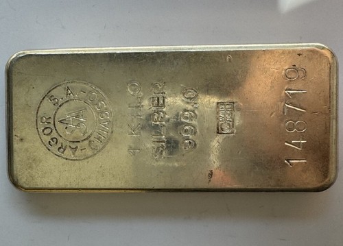 1 Kilo 1000gr Silberbarren ARGOR CHIASSO Schweiz 999er Feinsilber Anlagestück