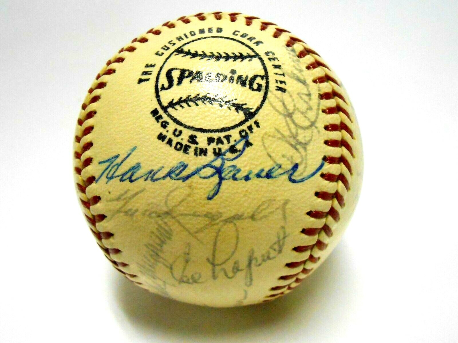 Joe DiMaggio Autographed Signed New York Yankees JSA Pee Wee Reese Rube Marquard Irvin 28 Auto Ball 