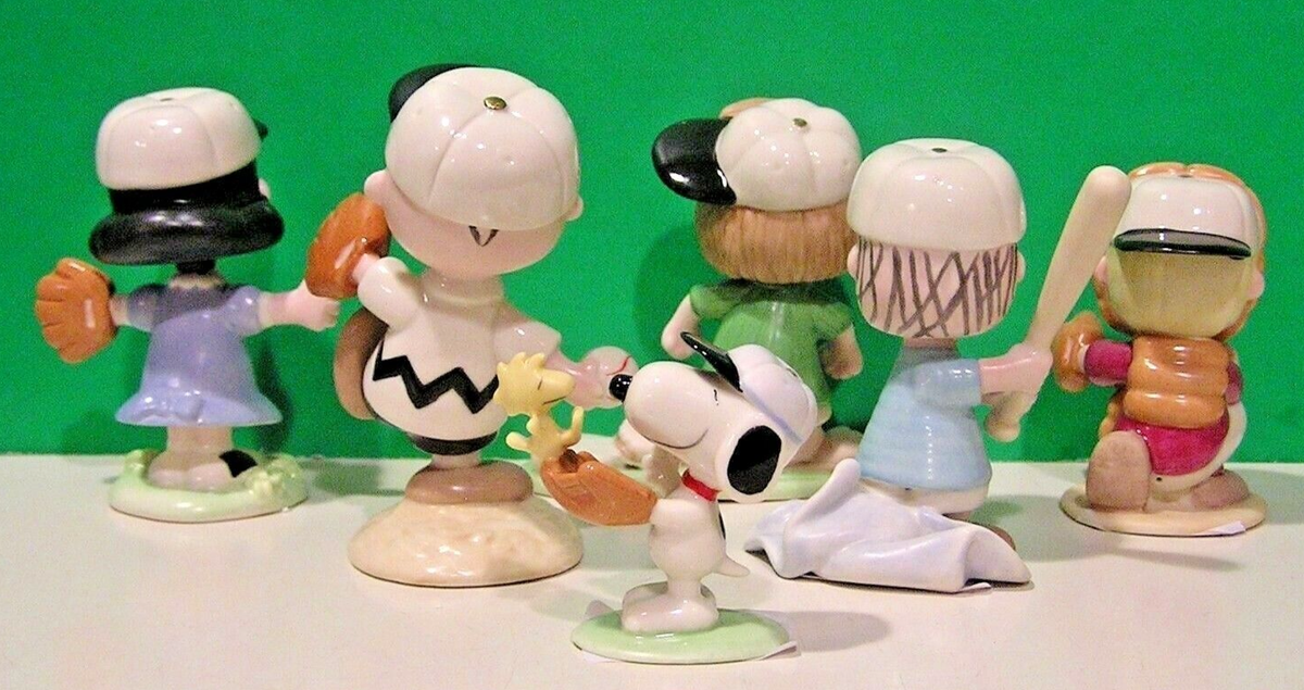 LENOX PEANUTS BASEBALL TEAM 6 piece Snoopy Peppermint Patty NEW in