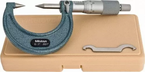 Mitutoyo 1 ", 38mm Throat Depth, Ratchet Stop, Mechanical Point Micrometer Ac...