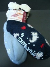 New MUK LUKS Women's Cabin Socks Size L/XL 8-10 Slipper Non-Skid Lined Navy Dogs