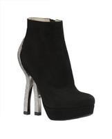 Caitlyn Hess Black Suede Crystal Ribbon Heel Side Zip Platform Ankle Boot Sz 36 on sale Caitlyn Hess Black Suede Crystal Ribbon Heel Side Zip Platform Ankle Boot Sz 36 on sale