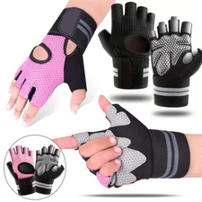 Women/Men Gym Gloves With Wrist Wrap Workout Weight Lifting Fitness Exercise Pro