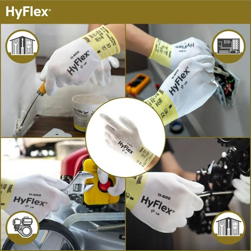 Ansell 11-600 HyFlex Lite Multi Purpose Palm Coated Lightweight Work Gloves - Picture 3 of 3