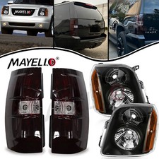 For 2007-2014 GMC Yukon /Yukon XL Black Headlights + Smoke Tail Lights 4Pcs Set