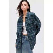 BDG Urban Outfitters Dani Oversized Flannel Shirt Tunic Top Cotton XS 277428